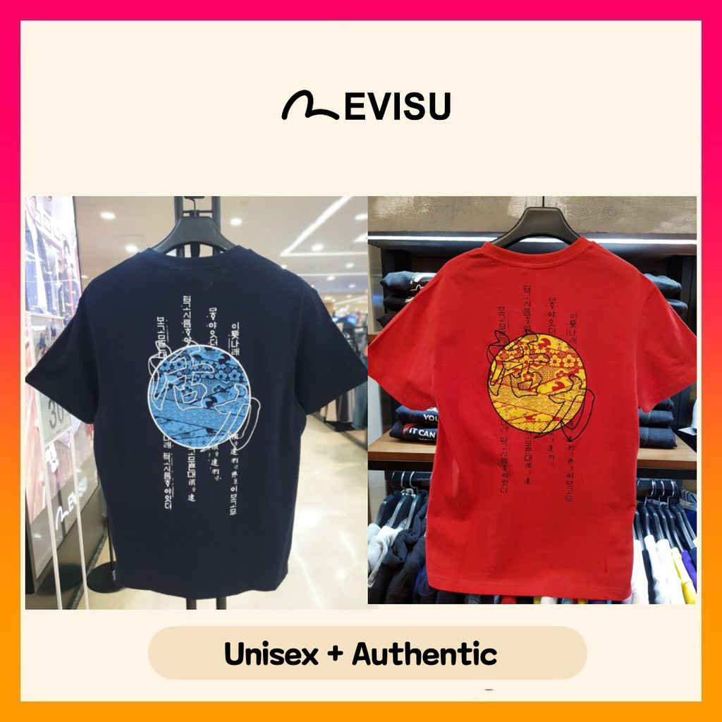 100% Authentic Korea Evisu  Loose Fit Vitality T Shirt