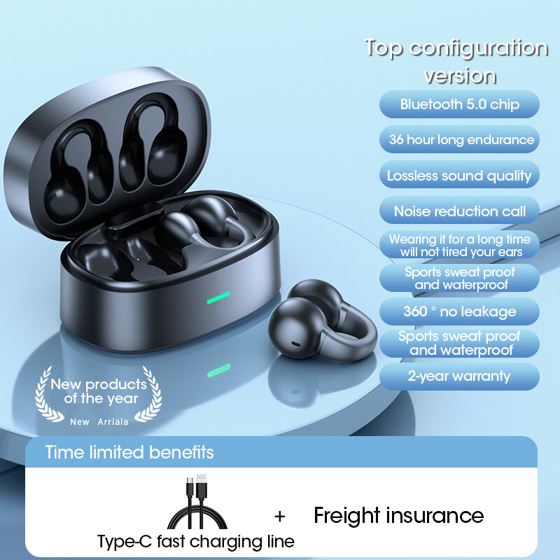 【2022NEW】Niye F3 Sound Earcuffs Ear Bone Conduction Earring Wireless Bluetooth Earphones Auriculares Headset TWS Sport Earbuds for Ambie Xiaomi