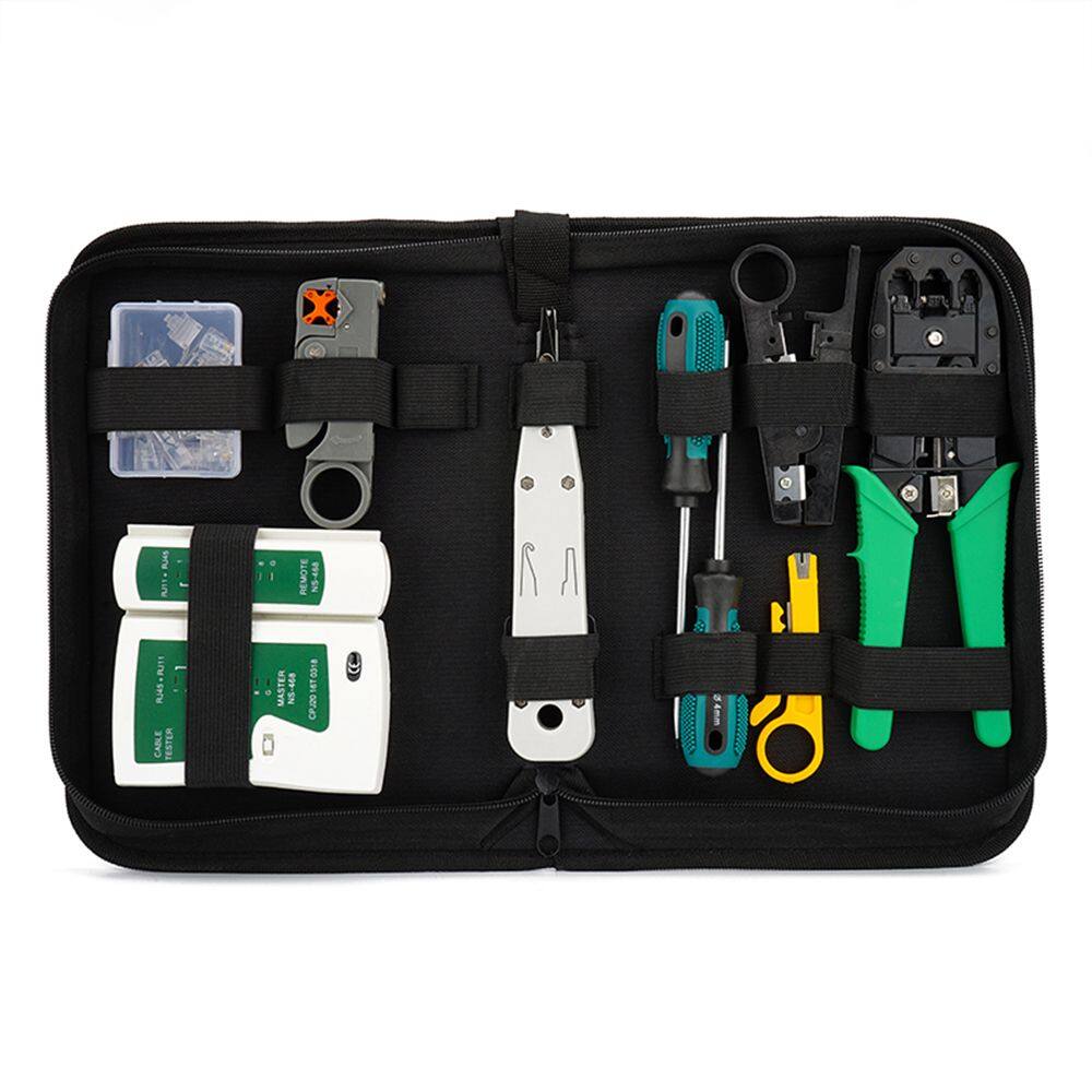 P9YN2 Crimping LAN RJ45 Ethernet Repair Tool LAN Cable 12pcs set Clamp Crimp Tester Set Network Tool Pliers Kit Crimper