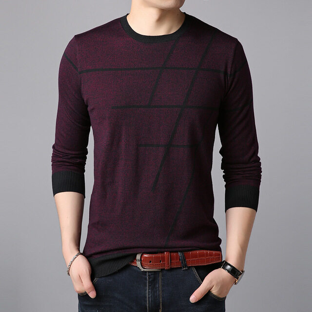 Sweater Men Casual Striped O-Neck Pullover Men Clothes Autumn New Arrivals Plus Size Fashion Design Men Sweaters