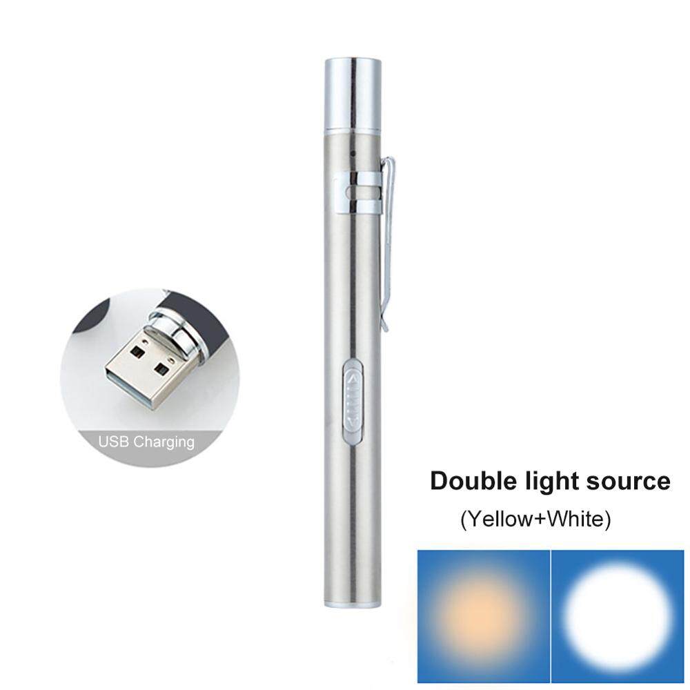 Emergency Medical Penlight Handy First Aid Work Inspection LED Flashlight ENT examination Pen light Professional Torch Lamp Doctor Nurse Pen Lighting(White light+Yellow light)