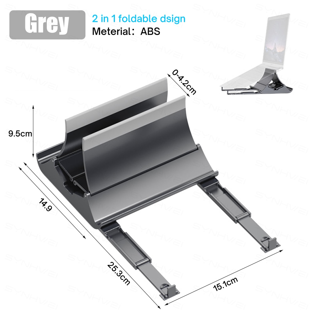 Anvers 2 in 1 Vertical Laptop Stand Display Stand Adjustable Width, Sturdy Tablets Holder, Laptop Holder, Phone Holder，MacBook Air Pro Foldable Stand Holder with Adjustable Dock Up to 17.3 inch Notebo