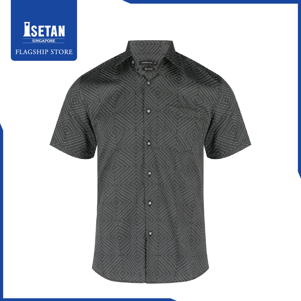 Marcelano Short Sleeve Smart Casual Shirt Black M2B-021-B5