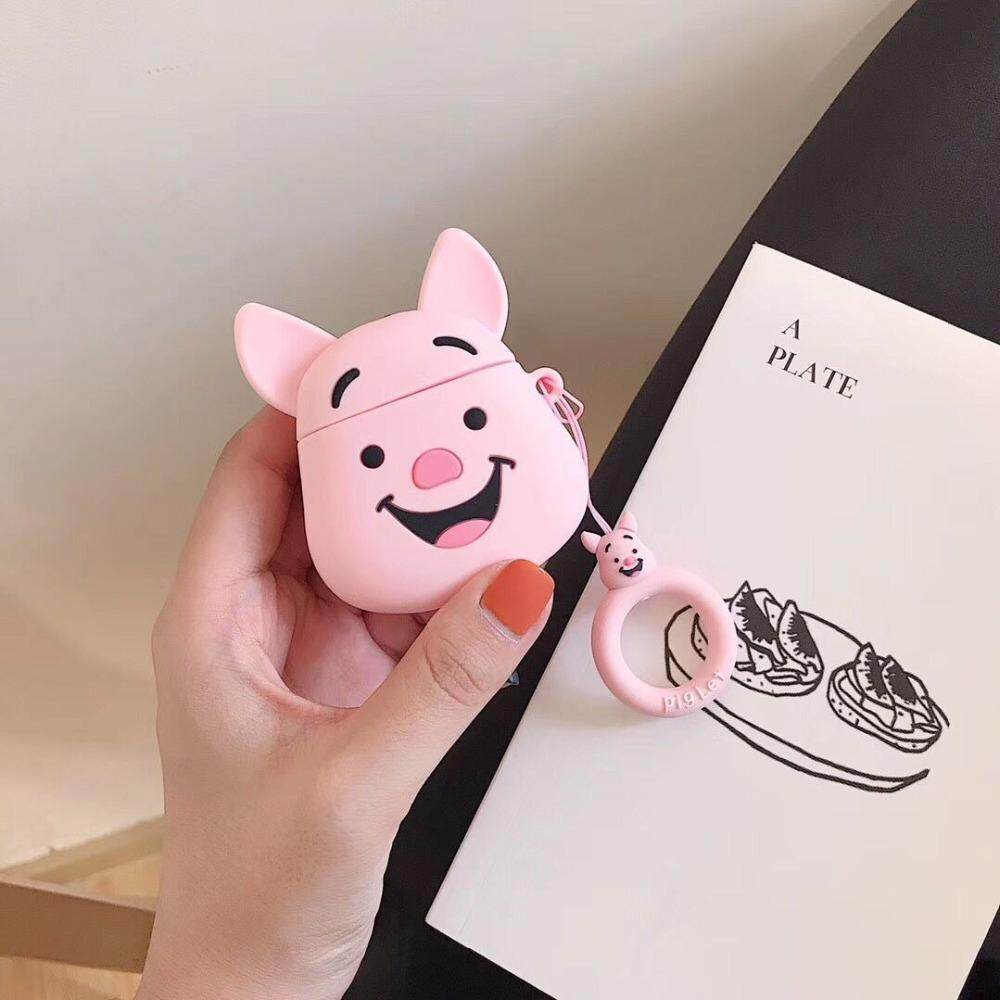 Cute 3D Winnie Pooh Earphone Headset Accessories Cartoon Silicone Case for Airpods 1/2 Wireless Bluetooth Headset Box Bag