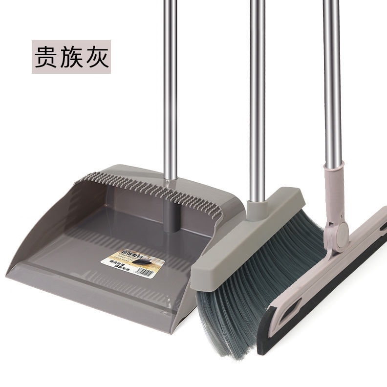 ♨  Broom Dustpan Set Household Dustpan Broom Single Rotating Wiper Blade Non-Stick Head Hair Wet and Dry Broom/Rotatable Broom and Wind Proof Dust Pan with Broom Comb