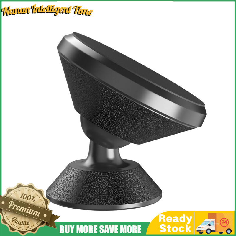 Magnetic Car Phone Holder Leather Grain 360 Degree Rotation Built-in Magnets Bracket