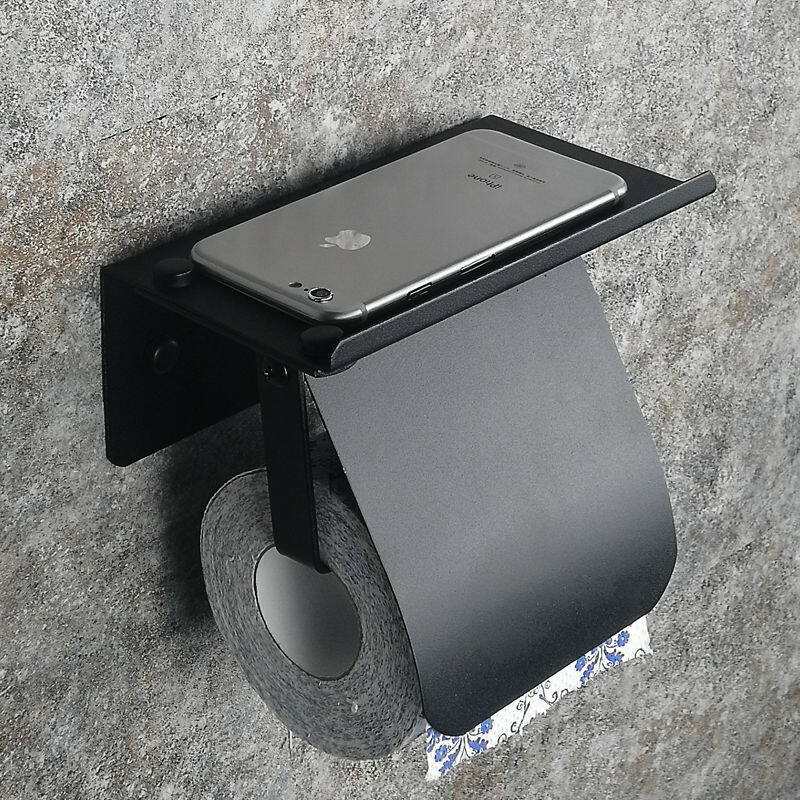 ALPACA Toilet Roll Holders Toilet Roll Holders 304 Stainless Steel Bathroom Tissue Holder Toilet Paper Roll Holder with Phone Holder Rack Shelf for Home Decoration