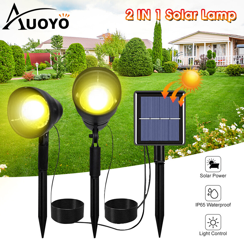 Auoyo LED Outdoor Solar Landscape Lights Solar Christmas Lights Outdoor Waterproof Auto Light Garden Pathway Wireless Ground Lighting Landscape Lamp Alloy Security Light Colorful Lights Waterproof Law