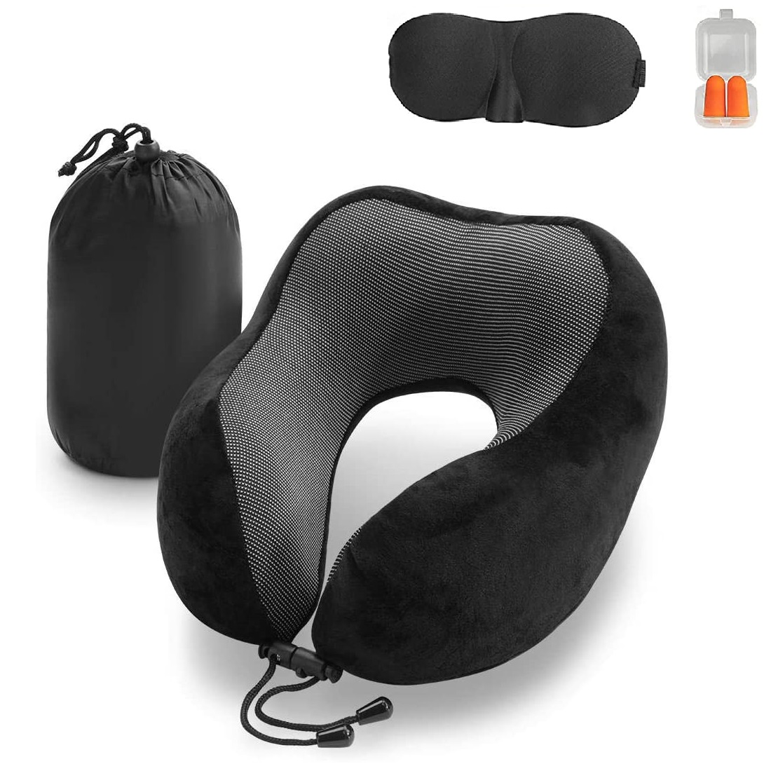 4 in 1 100% Memory Foam U-Shape Neck Pillow For Airplane Travel Pillow Car Office Includes Sleep mask earplugs Storage Bag Korea Japan