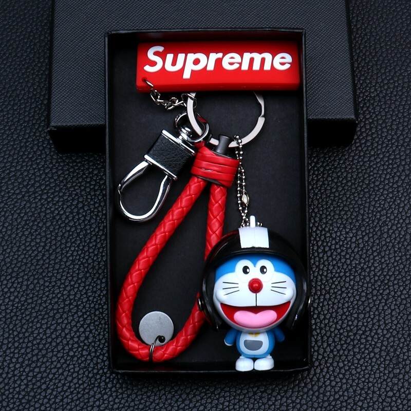 (In Stock) Cute Helmet Doraemon Keychain Bell Key School Bag Ornament