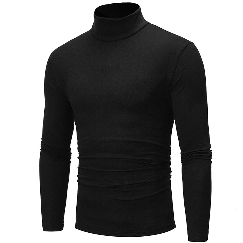 Men Long Sleeve Thermal High Collar Turtle Neck T-Shirt Pullover Sweater Winter