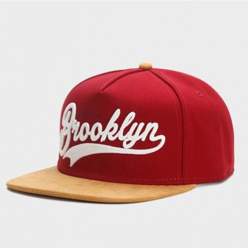 Brooklyn Hip Hop Red Baseball Cap for Men and Women Outdoor Leisure Bone Baseball Cap Black Adjustable