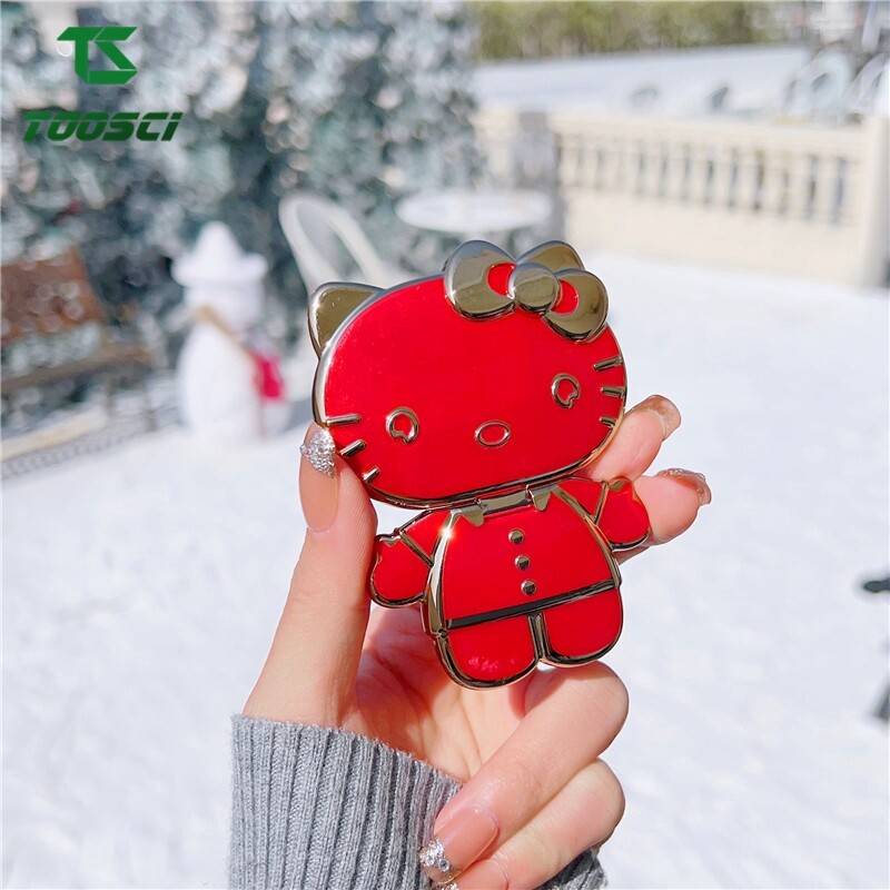 Luxury Fashion 3D Hello Kitty Swivel Mirror Universal Mobile Phone Pop Bracket Simple Cute Cartoon Grip Bracket Phone Expanding Stand Smartphone Phone Finger Holder For iPhone OPPO VIVO Xiaomi Redmi H