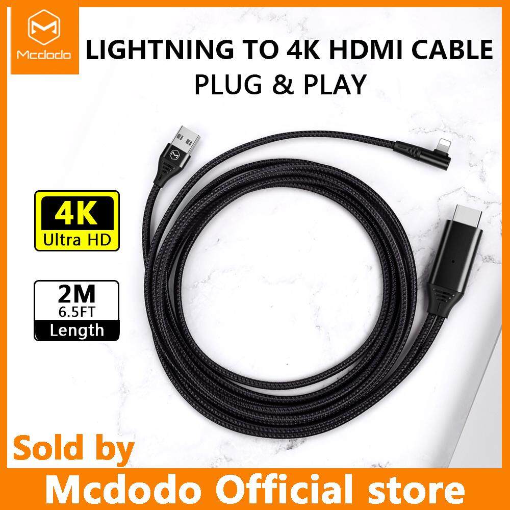 Mcdodo Lightning  HDMI 4K HD Audio 2M Cable Lightning  to 4K HDMI Thunderbolt 3 for iPhone HDMI Adapter
