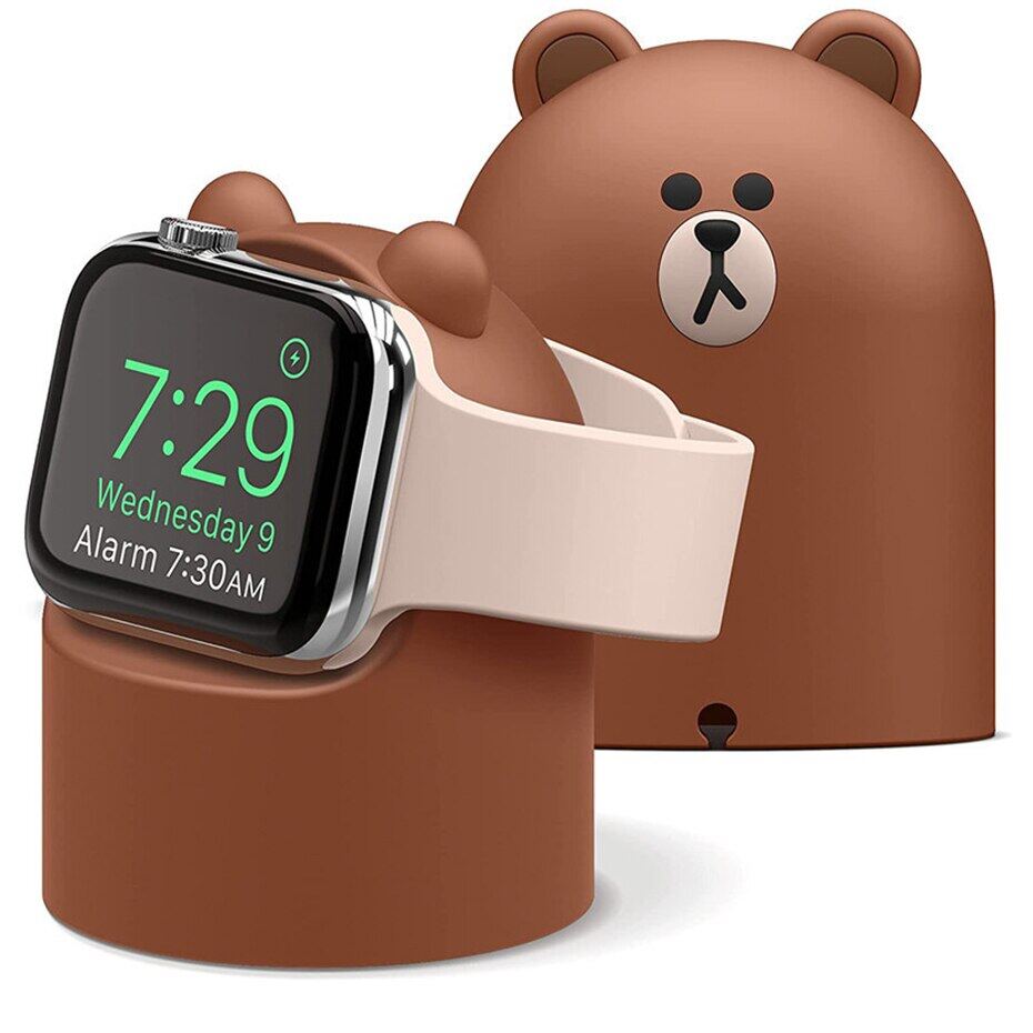 KISSCASE Cute Cartoon Charger Stand Dock For Apple Watch Series 7 6 5 4 3 2 SE Charger Mount Silicone Duck Bear Dock Holder For 44mm/42mm/40mm/38mm Silicone Dock Holder Charging Base Cartoon Charging 