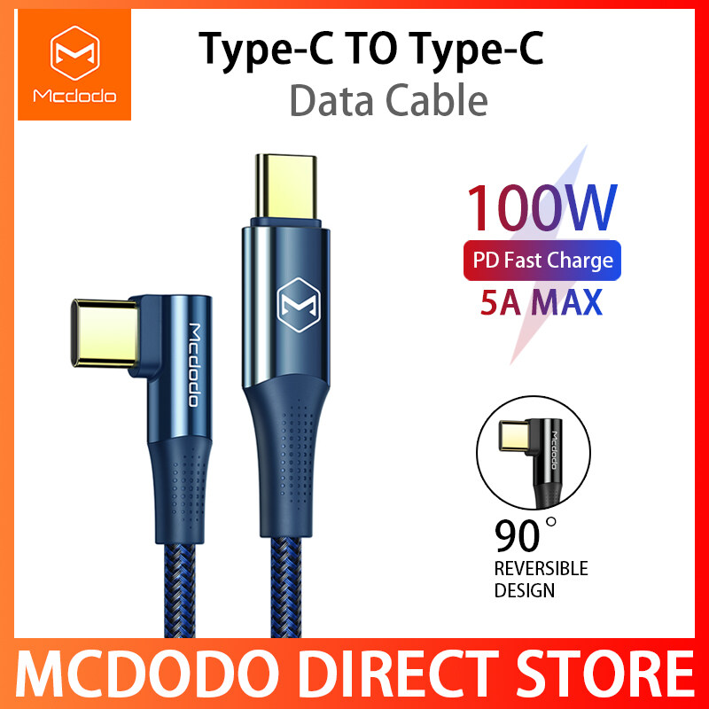 Mcdodo PD100W USB C to 90° USB C fast charging, fully compatible with 5-100W, suitable for Samsung, Huawei, Xiaomi notebook Macbook
