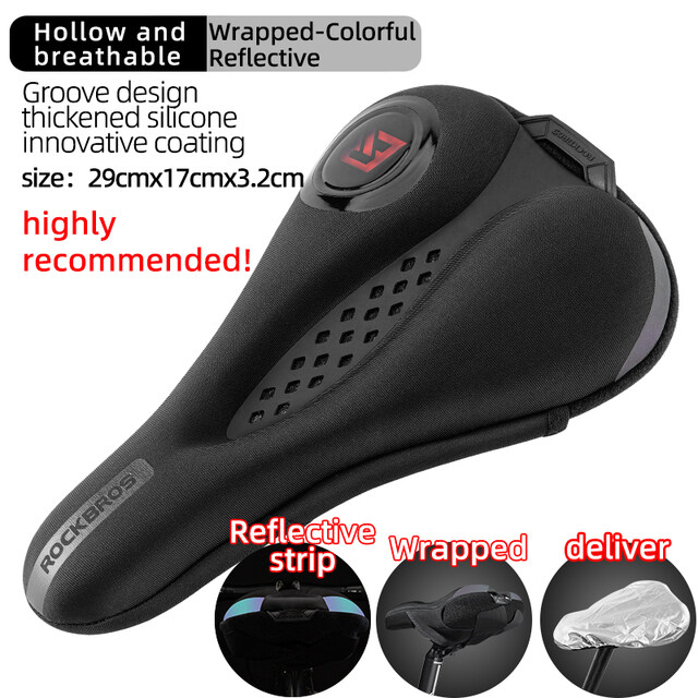 ROCKBROS MTB Bicycle Saddle Cover Silicone Gels Saddle Cover Hollow Breathable Comfortable Soft Cycling Seat Accessories