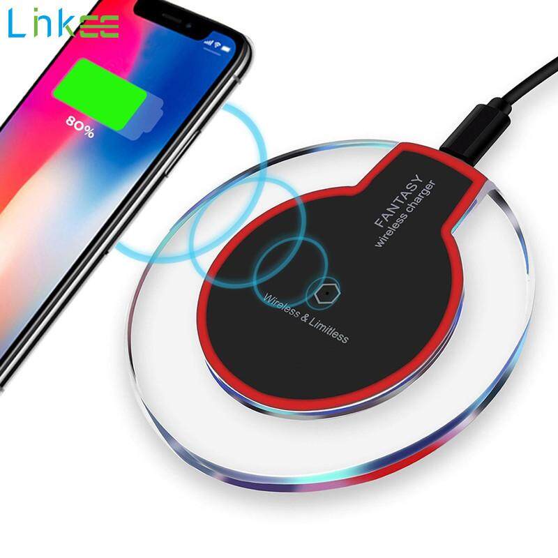 Wireless Charger Crystal Round Charging Pad for iPhone X Xs Max XR 8 Plus Samsung Galaxy Note 9 8 5 S10 S9 S8 Plus S7 S6 Edge Qi-Enabled Device