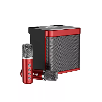 YS-203 Dual Bluetooth Speaker With 2 Wireless Microphones Outdoor Family KTV Set