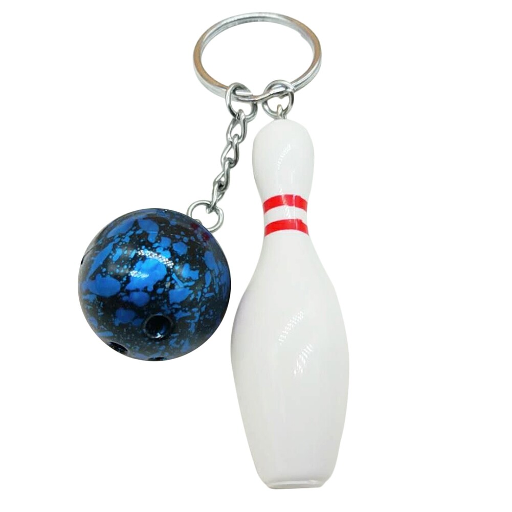 Fashion Bowling Ball Pendant Keychain Bag Car Hanging Ornament Key Ring Holder