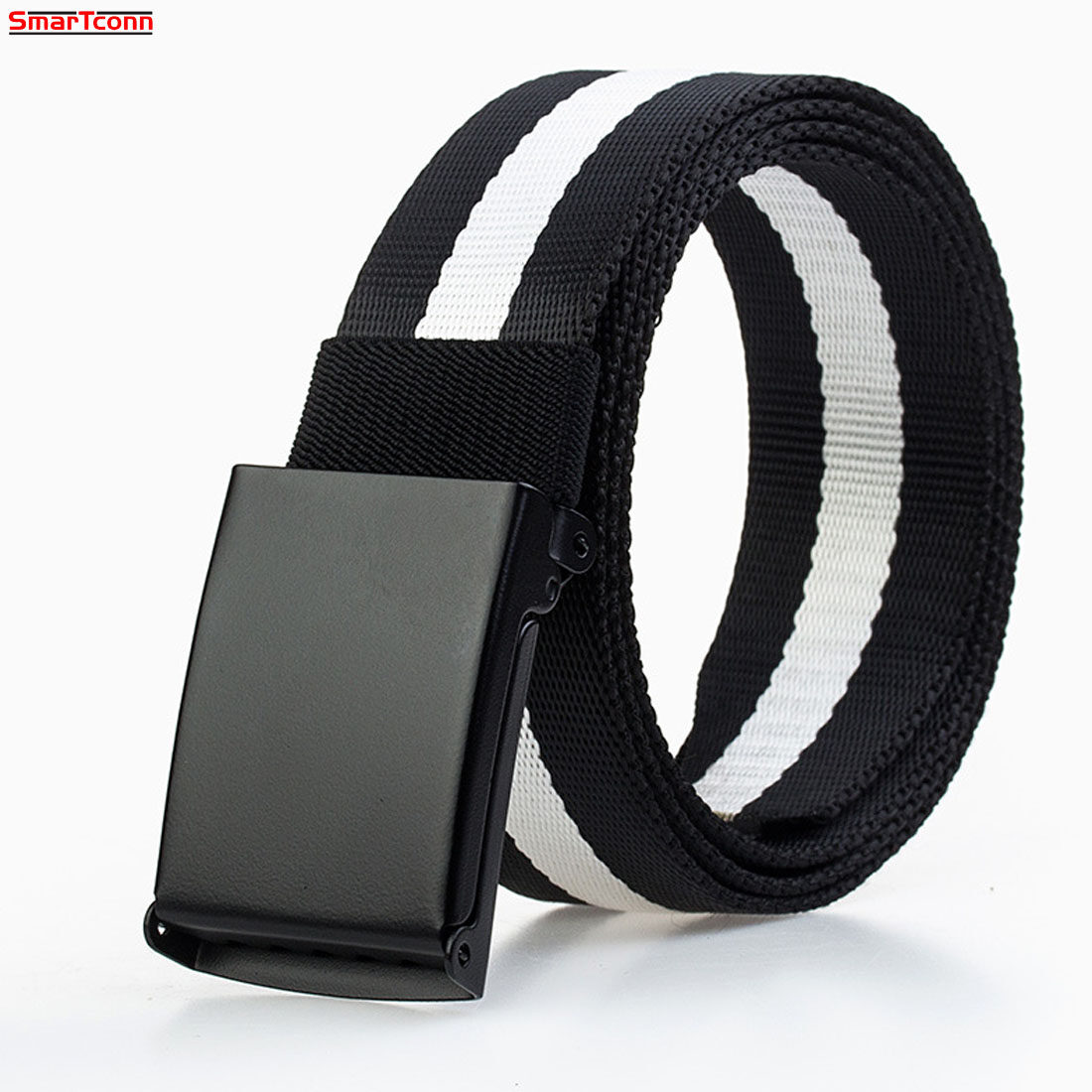 Men's Cut to Fit Golf Belt Casual Outdoor Canvas with Black Military Flip Top Buckle