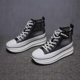 Same Style as Stars Genuine Leather Mesh Single-Layer Shoes 2022summer New Muffin Thick Bottom Elevator High-Top Casual Women's Shoes