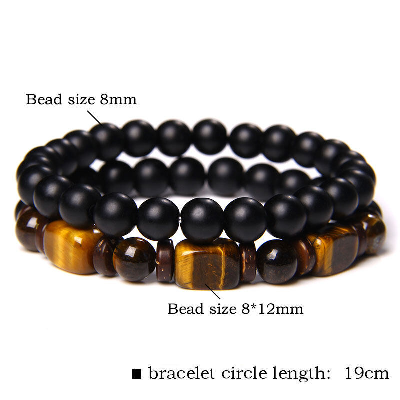2PC/set Tiger Eye & Hematite & Black Obsidian Bracelets Men Women Natural Stone Magnetic Therapy Weight Loss Bracelet