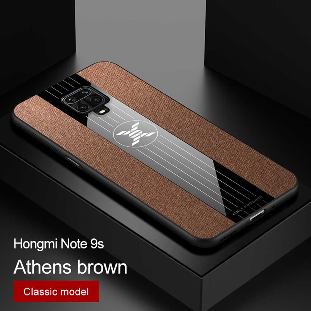 LEEWINDA For Redmi Note 9S Phone Case，For Redmi Note 9 Pro Max Cases,Three Fights Cloth Pattern Armor Soft Edges Shockproof Back Cover