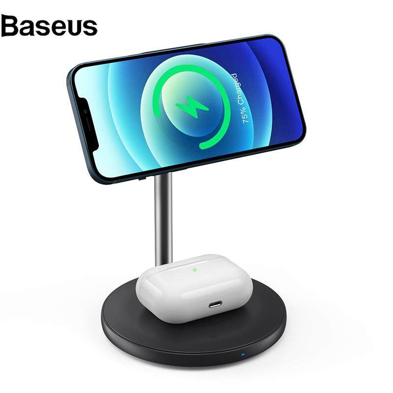 Baseus GY-Z13A 2-in-1 15W Magnetic Wireless Fast Charging Dock Phone Earphone Desktop Charger Stand for iPhone 12 Series/AirPods Pro