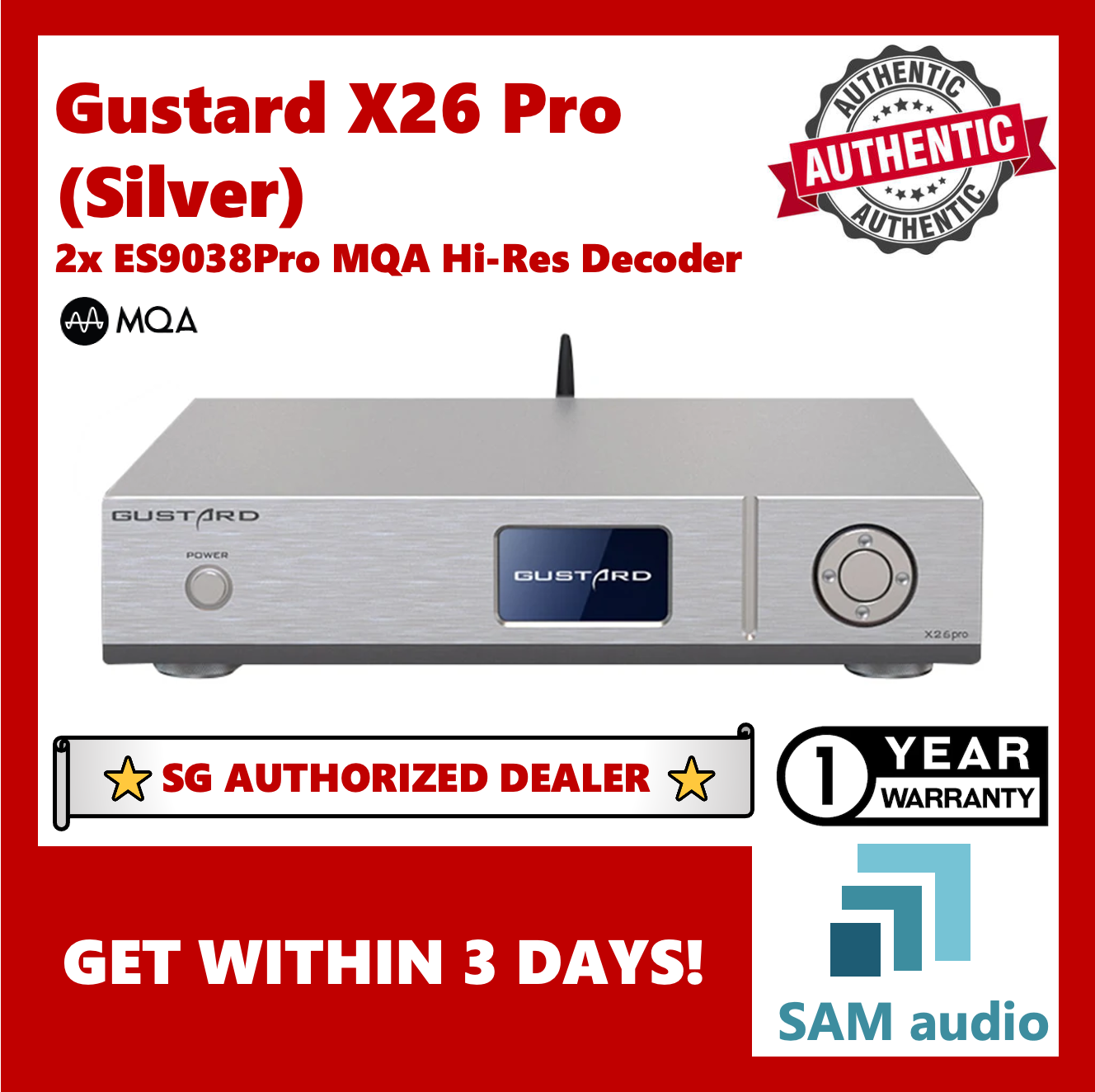 [SG] Gustard X26 Pro, Dual ES9038Pro DAC, MQA, Balanced XLR, High-Performance Audio Hi-Fi Decoder, Hifi Audio