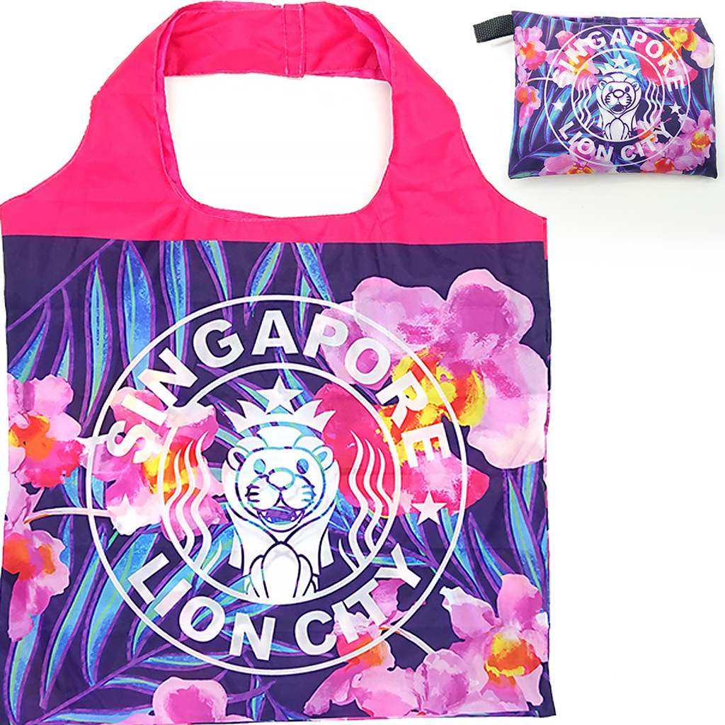 (SG LOCAL Seller) Singapore Souvenirs Foldable Pocket Tote Bag Reusable Recycle Eco Friendly Grocery Shopping Travel Bag- Guardian Angel