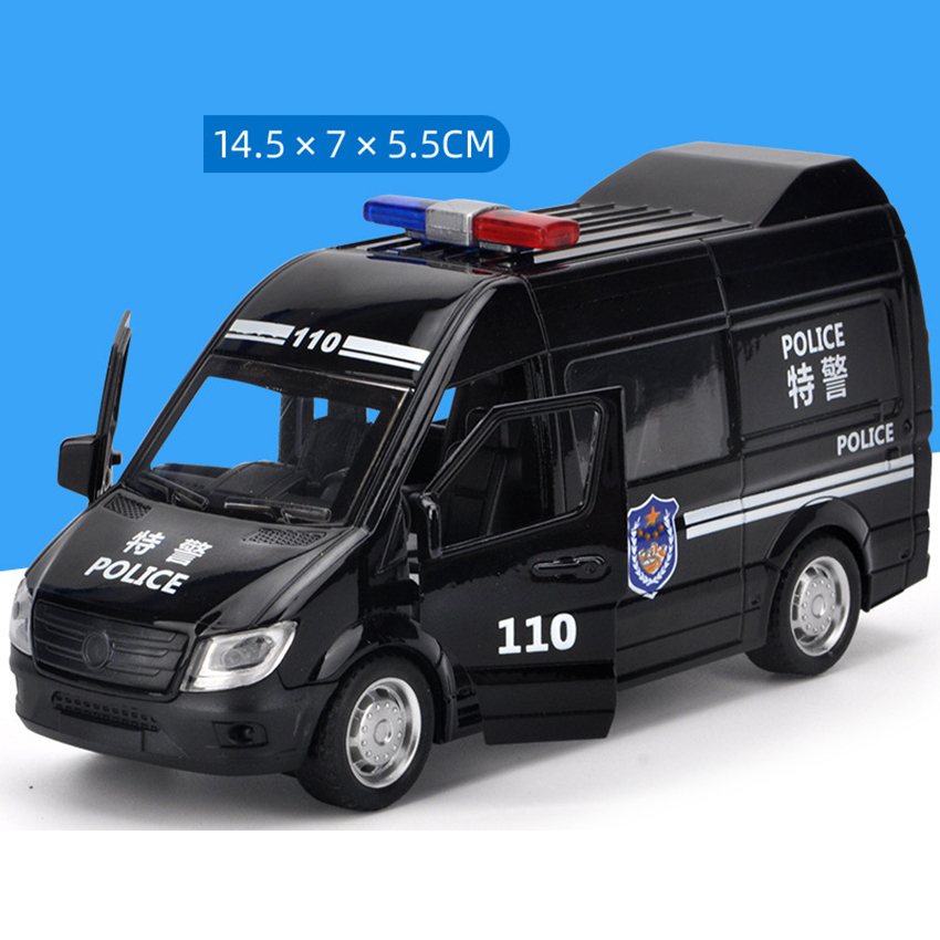 Meettoy Children's Alloy Emergency Ambulance Toy  With Sound And Light Pull Back Can Open The Door Cars for Baby Boys Girls Birthday Christmas Gifts