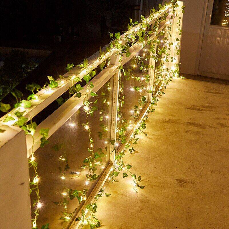 ♥Ready Stock +FREE♥ Fairy Lights 10m 100LED /5M 50 LED Solar Lights Maple Leaf Waterproof Outdoor Garland Solar Lamp Christmas for Garden Decoration