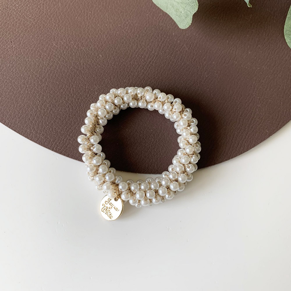 [SG | Firm & Anti Slip] Woman Elegant Faux Pearl Crystals Hair Ties Beads Girls Scrunchies Rubber Bands Ponytail Holders Hair Accessories Elastic Hair Band