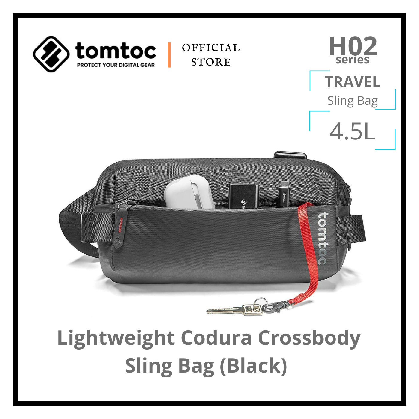 tomtoc H02 URBAN SLING BAG WITH 8-INCH MINIMALIST EDC DESIGN