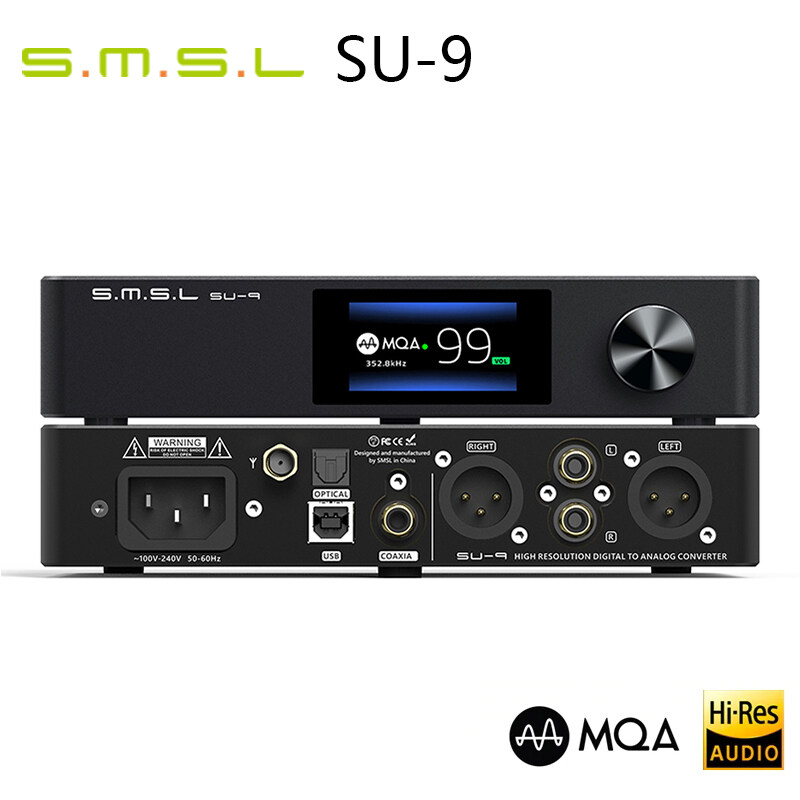 SMSL SU-9 Mqa Full Decoder Bluetooth 5.0 ES9038Pro Dac 2nd Gen Xmos DSD512 PCM768kHz / 32Bit Uat Ldac USB Balanced Decoder SU9