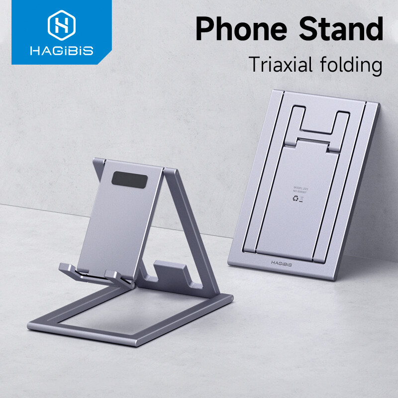 Hagibis Phone Stand Aluminum Cell Phone Adjustable Desk Mobile Phone Portable Foldable Desktop Holder for iPhone 14 13 12 Pro Max SE iPad Pro 2021 Tablet Support Mount Stand