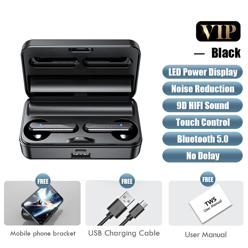 VTUOGE TWS Wireless Headphones 9D Stereo Earbuds Sports Waterproof Bluetooth Wireless Earphones With Microphone Wireless Headsets for xiaomi Redmi huawei oppo vivo sony samsung Airdots Android Mobile 