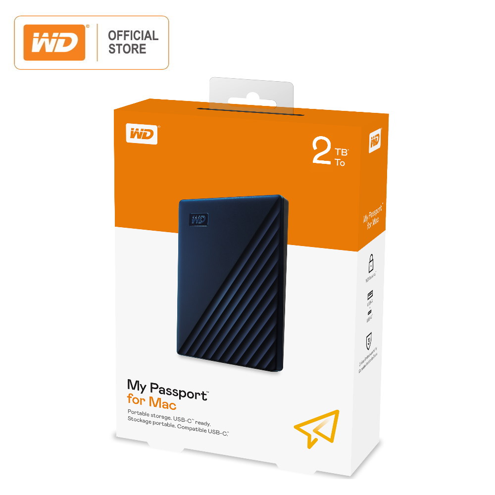 WD My Passport Portable HDD for Mac - Apple’s Time Machine backup | 2TB/4TB/5TB | WDBA2D0020BBL-WESN / WDBA2F0040BBL-WESN / WDBA2F0050BBL-WESN | 3 Years Warranty - WD OFFICIAL STORE - HDD