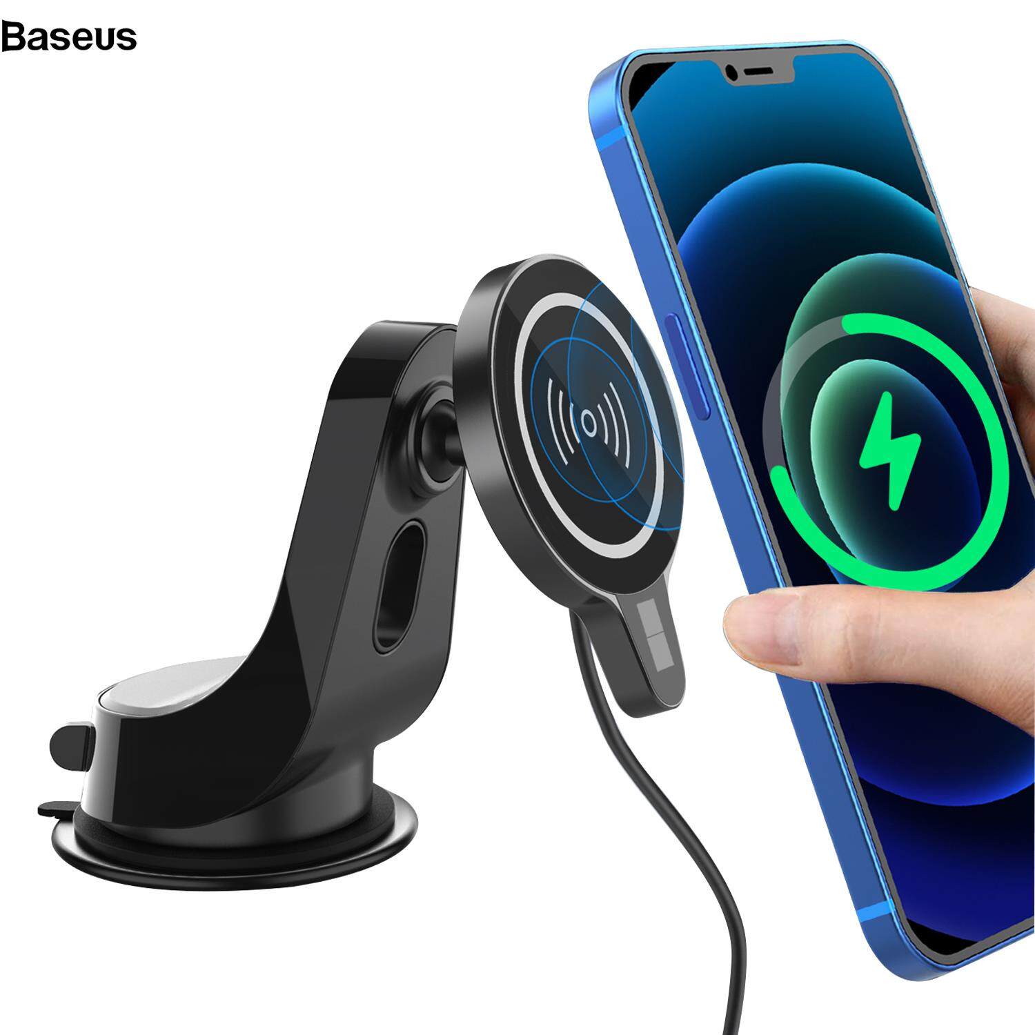 Baseus Magnetic Wireless Charger Car Phone Holder 15W Fast Charging Car Mount for iPhone 12 11 Samsung