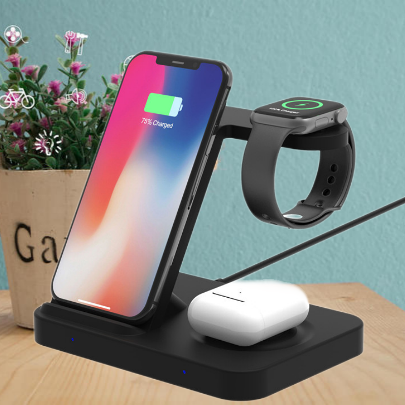  Wireless Charger Huawei Universal Iwatch8 Three-in-One Vertical Stand Iphone14 Fast Charging Base