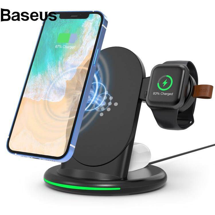 Baseus W-02 3 in 1 15W Wireless Charger for iPhone 13/12 Series/AirPods Pro Portable Charging Dock for Apple Watch