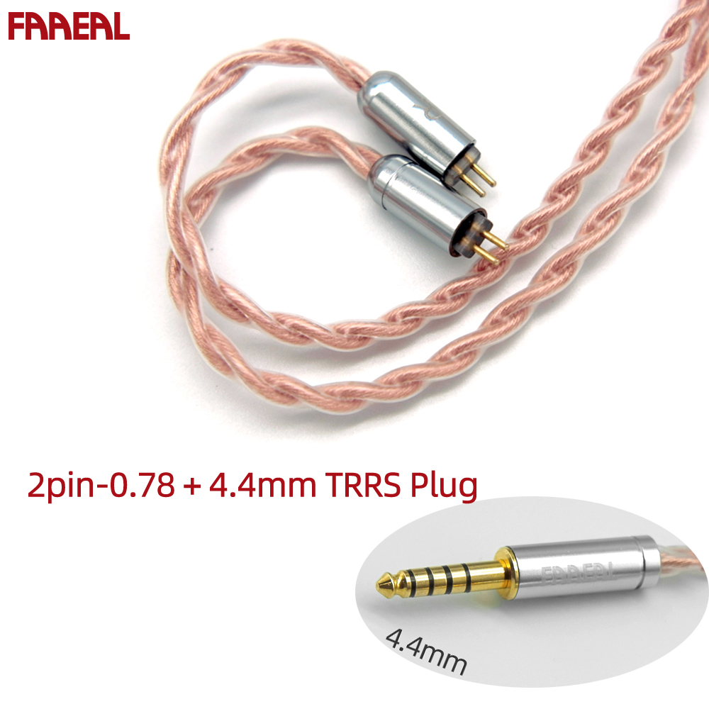 FAAEAL Replacement Earphone Cable 3.5/2.5/4.4mm Gold-plated Upgrade Earbuds Cable 4 Core 5N Litz OFC High Purity Copper Dedicated Headphones Wire For BLON BL03 Moondrop Aria KATO KZ ZS10 CCA TRN TFZ U