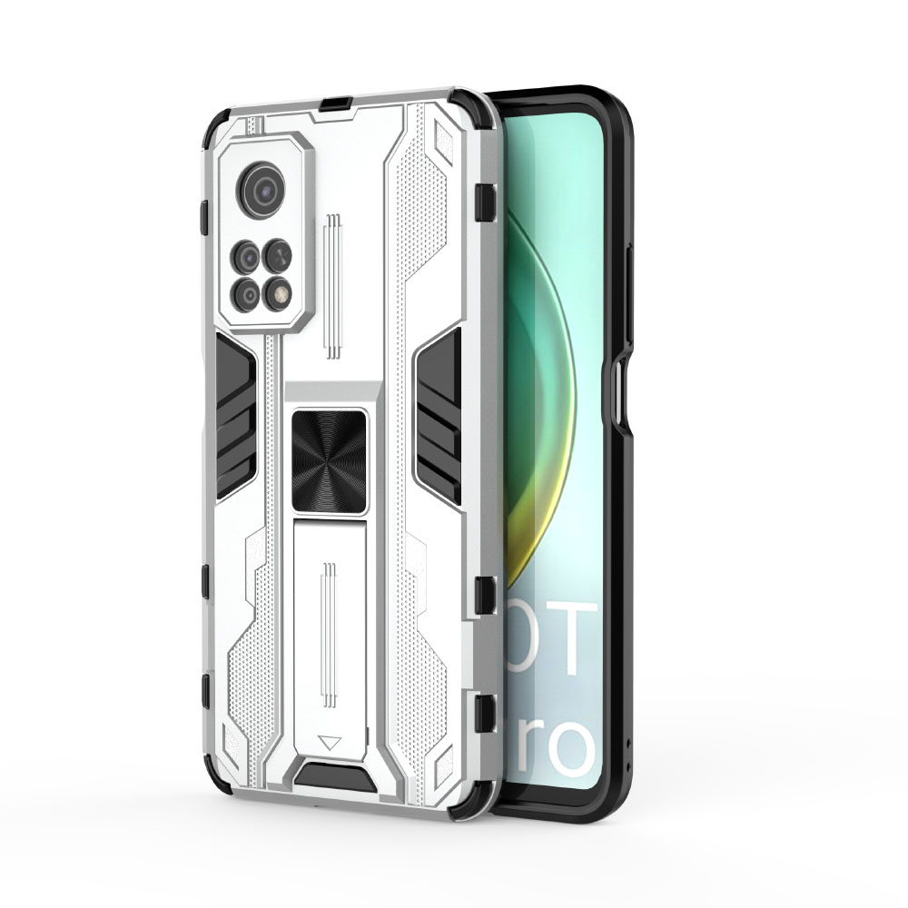 For Xiaomi 10T Phone Case,For Xiaomi 10T Pro Cases,Silicone TPU And Hard PC Luxury Armor Shockproof Invisible Stand Back Cover
