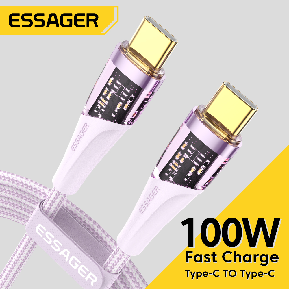 Essager PD 100W USB C To Type C Cable Fast Charging Cord Transmission For Xiaomi Huawei Oneplus iPad Macbook Mobile Cell Phone Charger Wire