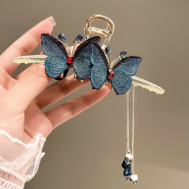 MJartoria Women Butterfly Hairpin Clips New Women Girls Embroidered Fringe Grab Clip Hair Accessories