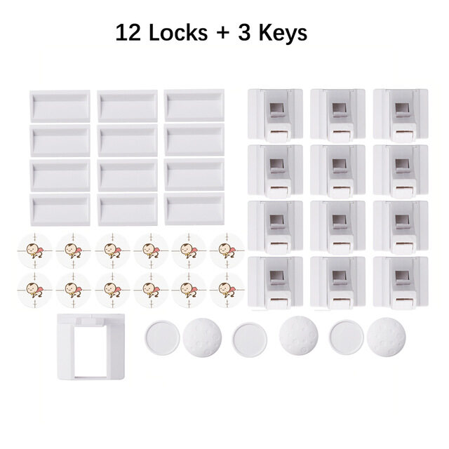 Orzbow Magnetic Child Safety Lock Baby Safe Cabinet Drawer Door Protection Lock Kids Security 12/16 Locks + 3/4 Keys With Auxiliary installation device