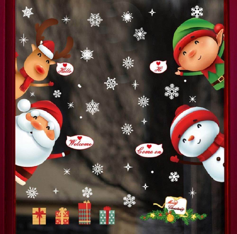 【lightingeverthing】 Christmas Windows Glass Wall Sticker Film Wall Removable Santa Claus Stickers 30*90cm