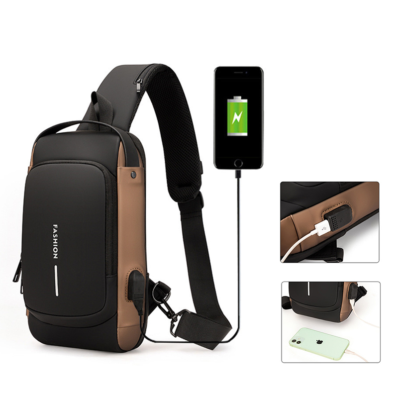 [SG Stock] Men's Chest Bag Large Capacity Waterproof Multifunctional Password Shoulder USB With Combination Lock Push Bag Sports Car Cool 单肩包男 胸包 腰包