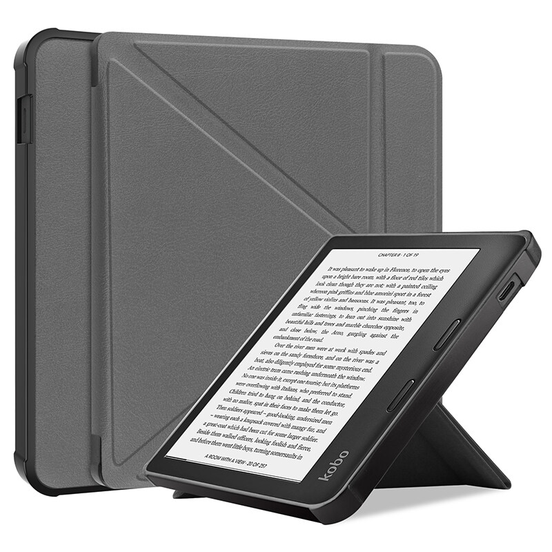 Solid Color Cover For KOBO Libra 2 7.0 inch 2021 E-Book Deformation Bracket Case Slim Lightweight Readers Flip Case Auto Sleep Wake Function